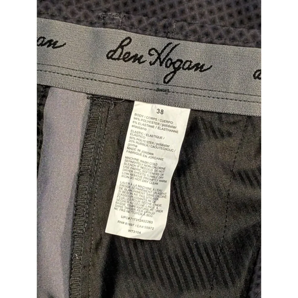 Ben Hogan Men's Gray Black Plaid Athletic Golf Shorts Flat Front Size 38 NICE